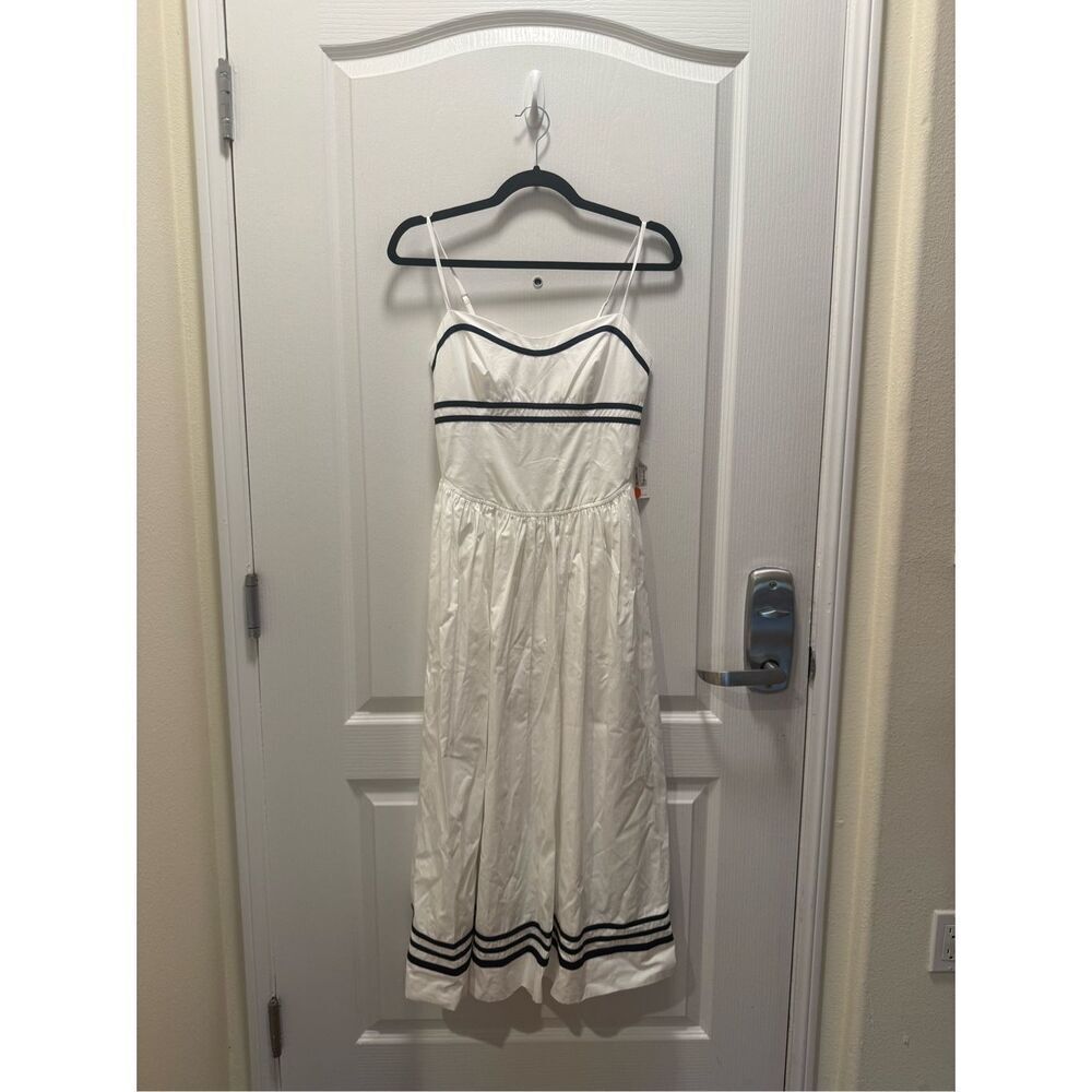 Moon River Spaghetti Strap Midi Dress- White Sailor-inspired details Size S NWT - Picture 4 of 7